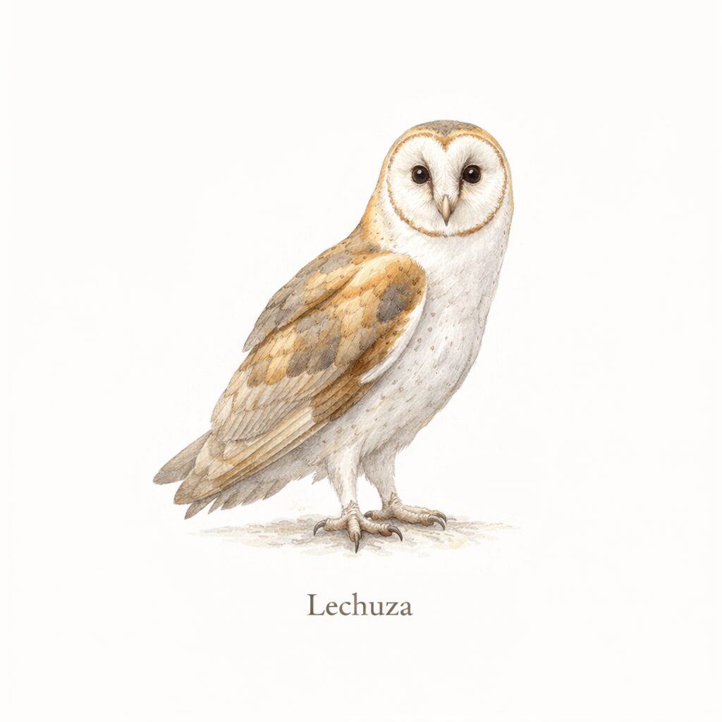 Ilustración de Lechuza en ZEPA de Amaya en el noroeste de Burgos